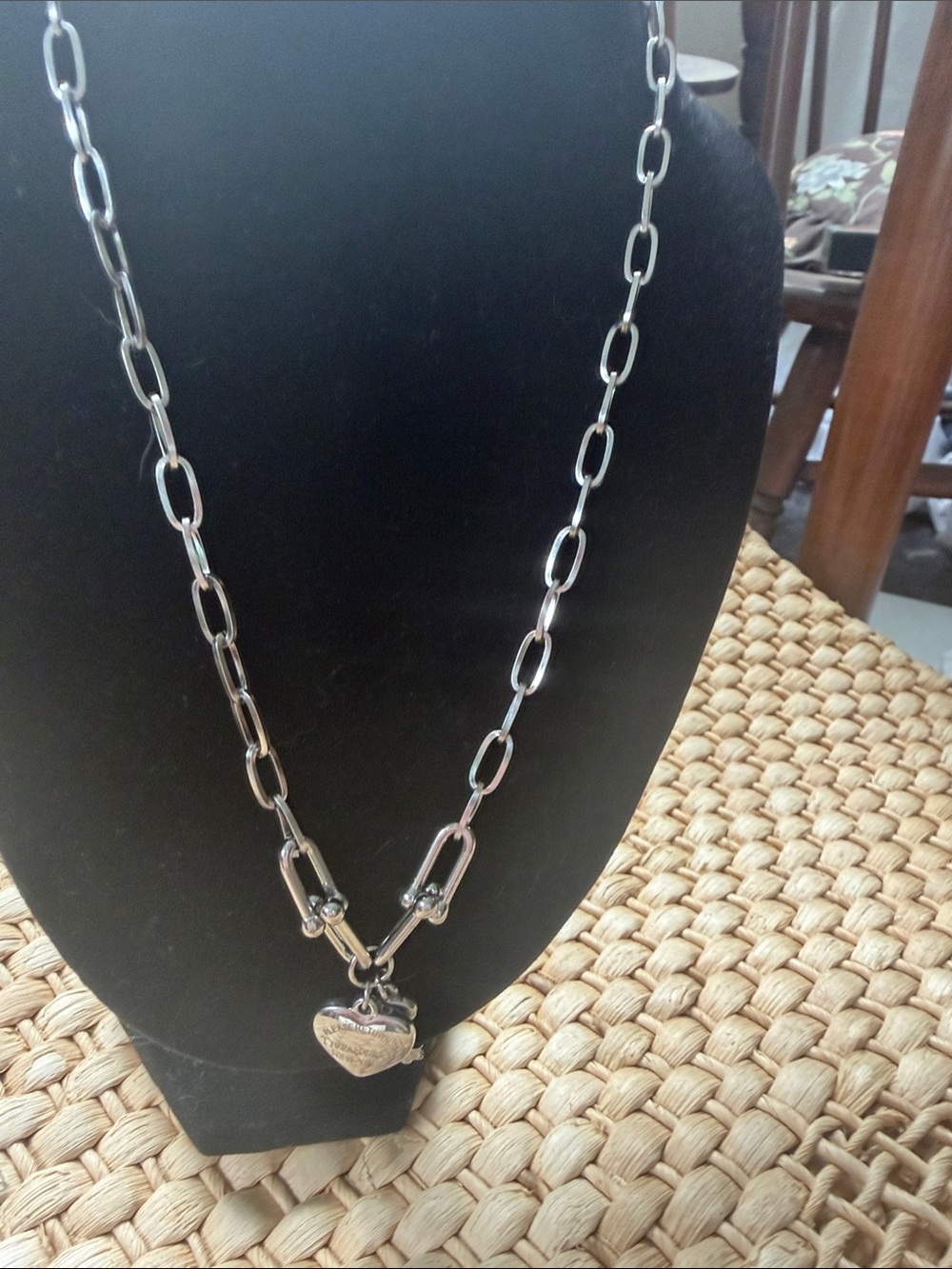 Heart Pendant Paperclip Chain Necklace - 16”